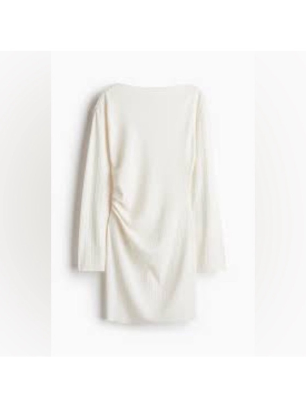 H&M Ivory Long-Sleeve Draped Shift Dress